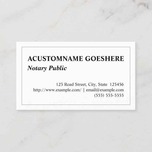 Low-Key Notary Public Business Card (Front)