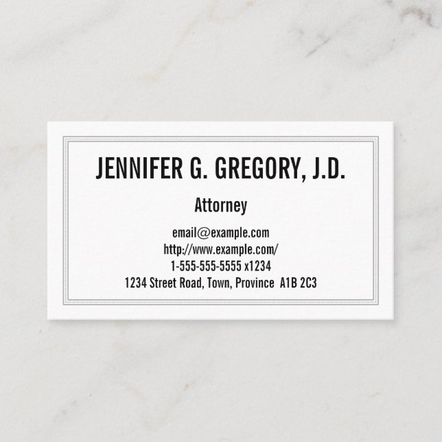Low-Key, Plain Attorney Business Card (Front)
