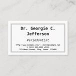 [ Thumbnail: Low-Key & Plain Periodontist Business Card ]