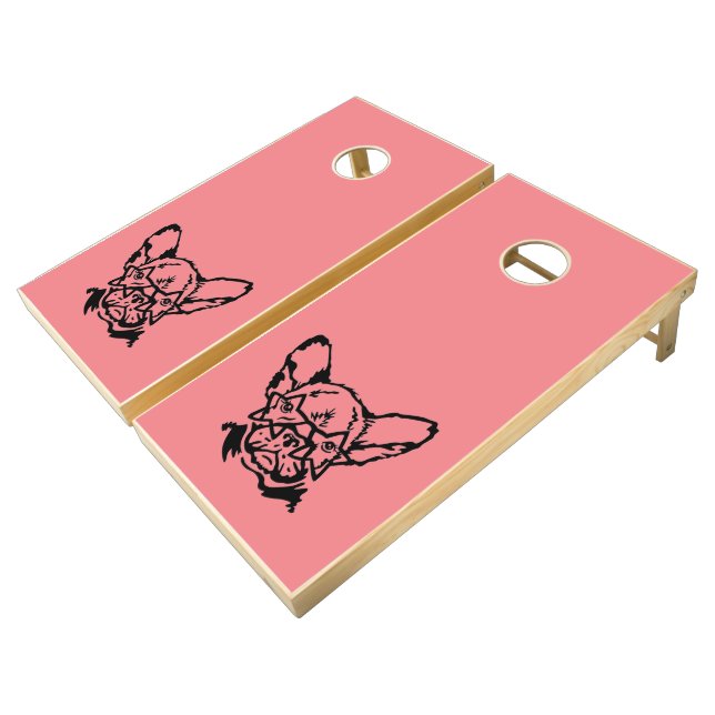 Low Key Rockstar Frenchie French Bulldog Cornhole  Cornhole Set (Angled)