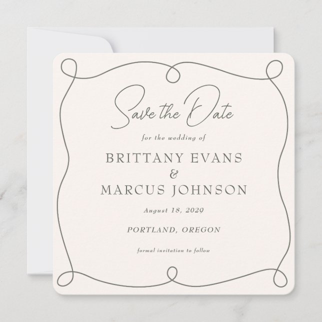 Low Key Save the Date Olive (Front)