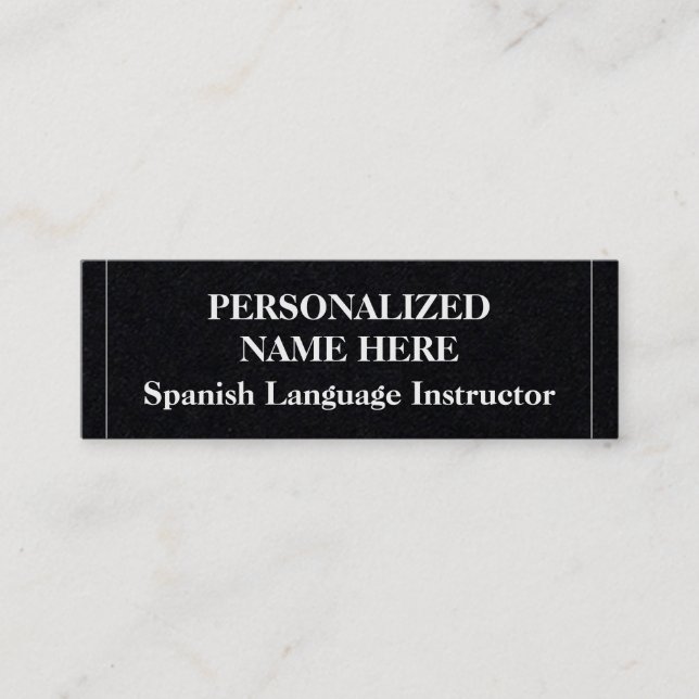 Low-Key Spanish Language Instructor Business Card (Front)