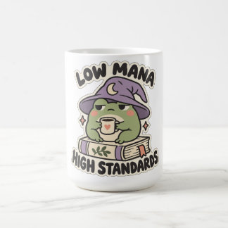 Low Mana High Standards Cozy Frog Wizard Coffee Mug