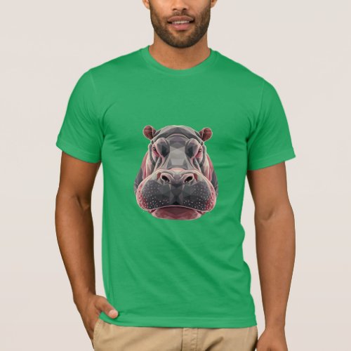 Low Poly Art Hippo Art Animal Art Vibrant Color T_Shirt