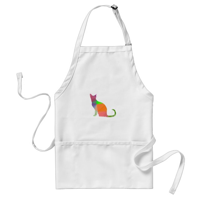 Low Poly Cat Silhouette Adult Apron (Front)
