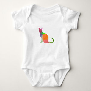 Low Poly Cat Silhouette Baby Bodysuit