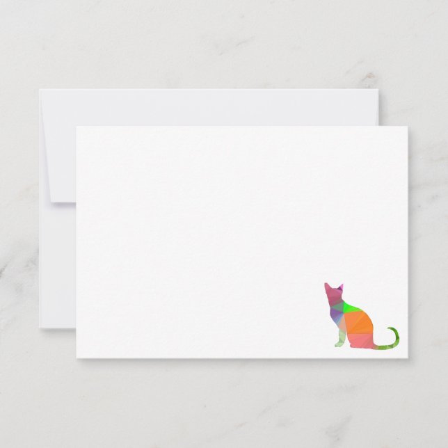 Low Poly Cat Silhouette Blank Note Card (Front)