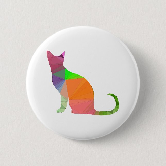Low Poly Cat Silhouette Button (Front)