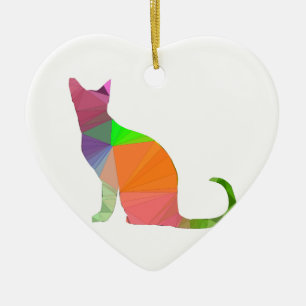 Low Poly Cat Silhouette Ceramic Ornament