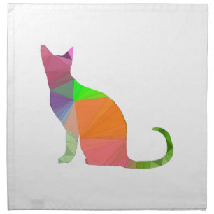 Low Poly Cat Silhouette Cloth Napkin