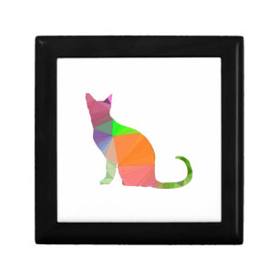 Low Poly Cat Silhouette Jewelry Box