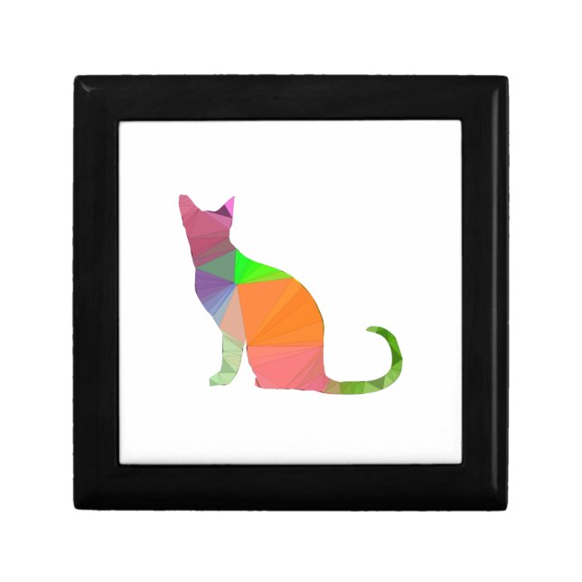 Low Poly Cat Silhouette Jewelry Box (Front)
