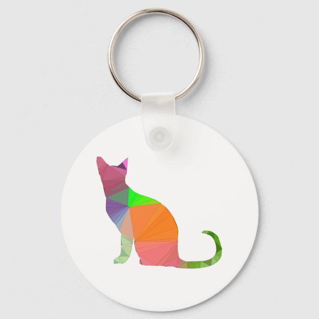 Low Poly Cat Silhouette Keychain (Front)