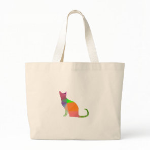 Low Poly Cat Silhouette Large Tote Bag
