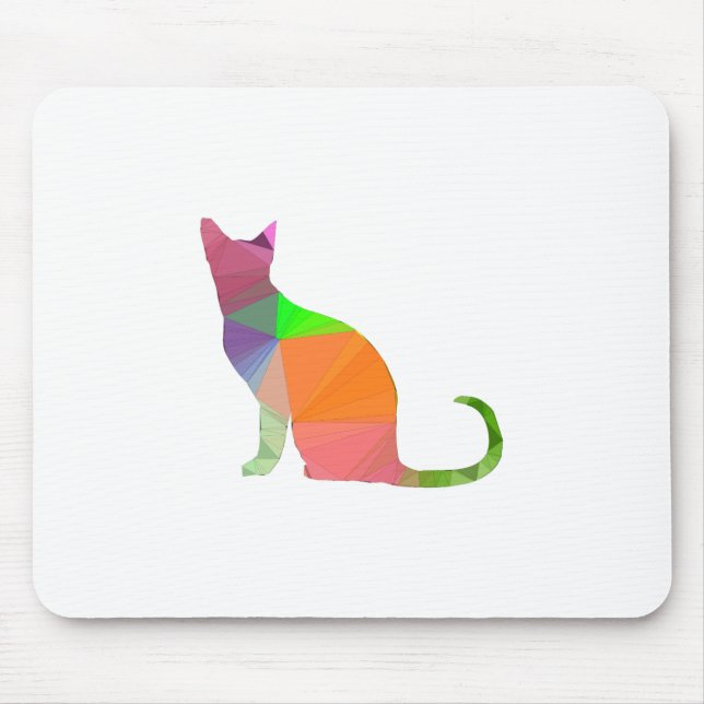 Low Poly Cat Silhouette Mouse Pad (Front)