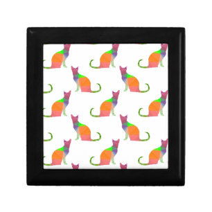 Low Poly Cat Silhouette Pattern Jewelry Box