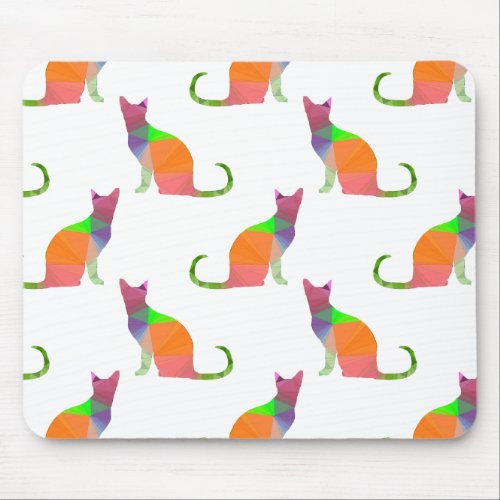 Low Poly Cat Silhouette Pattern Mouse Pad