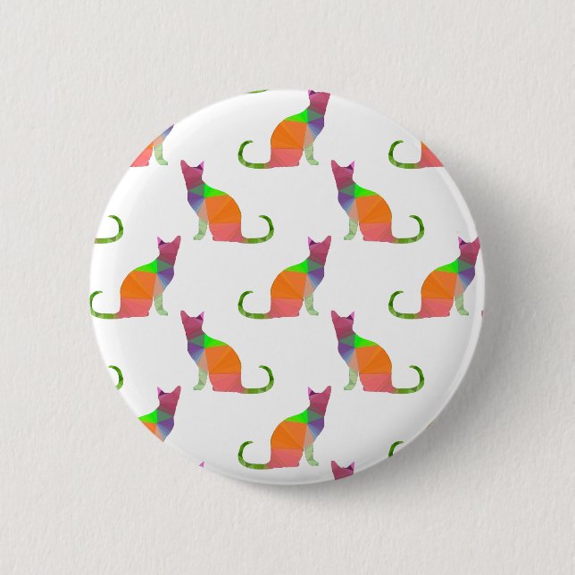 Low Poly Cat Silhouette Pattern Pinback Button (Front)