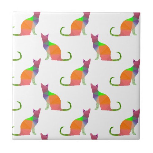 Low Poly Cat Silhouette Pattern Tile