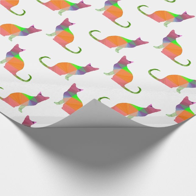 Low Poly Cat Silhouette Pattern Wrapping Paper (Corner)