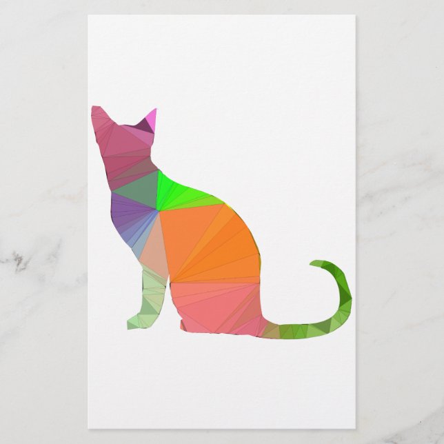Low Poly Cat Silhouette Stationery (Front)