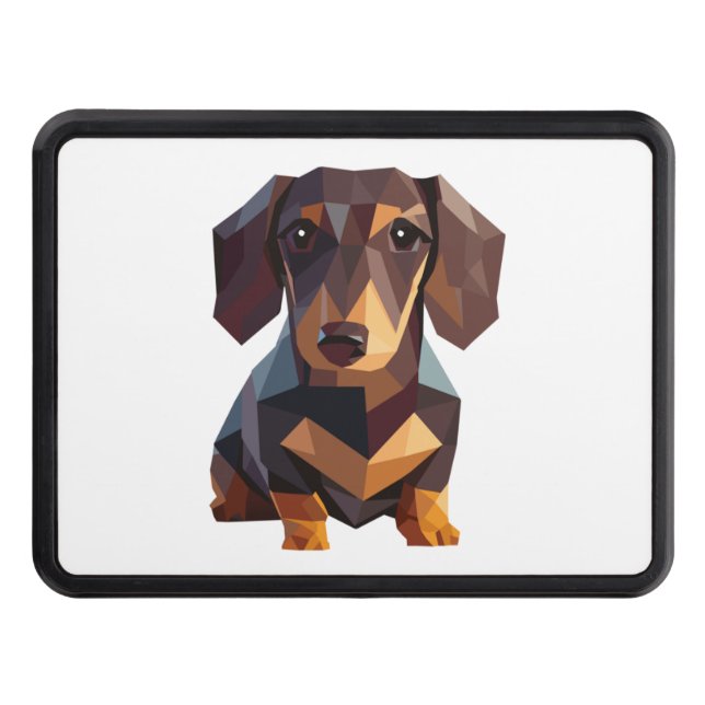 Low Poly Dachshund - Super Cute Miniature Dachshun Hitch Cover (Front)