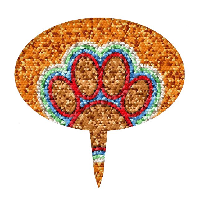 Low Poly Dog Paw Art Cake Topper (Front)