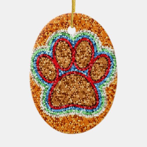 Low Poly Dog Paw Art Ceramic Ornament