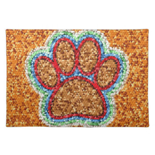 Low Poly Dog Paw Art Cloth Placemat