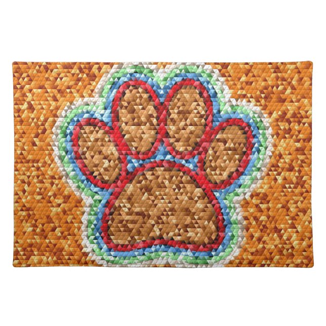 Low Poly Dog Paw Art Cloth Placemat (Front)