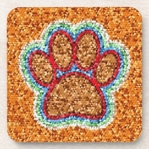 Low Poly Dog Paw Art Coaster