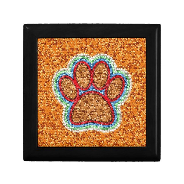 Low Poly Dog Paw Art Jewelry Box (Front)