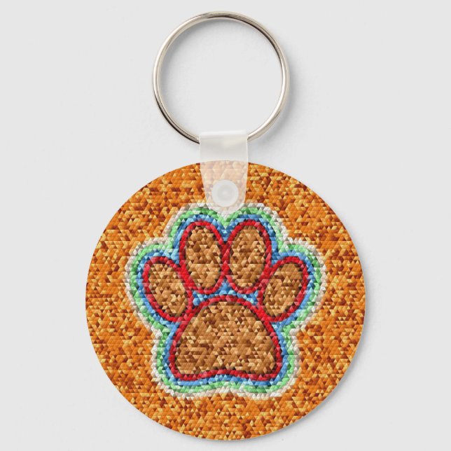 Low Poly Dog Paw Art Keychain (Front)