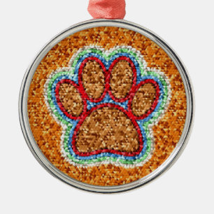Low Poly Dog Paw Art Metal Ornament