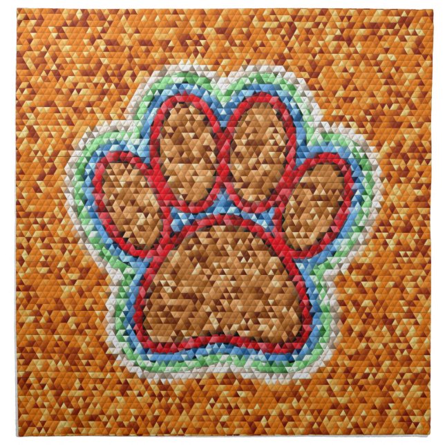 Low Poly Dog Paw Art Napkin (Front)