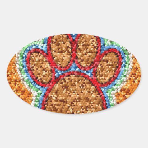 Low Poly Dog Paw Art Oval Sticker