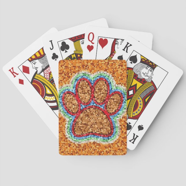 Low Poly Dog Paw Art Poker Cards (Back)