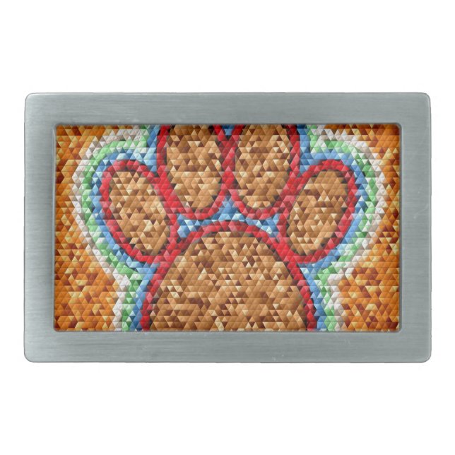 Low Poly Dog Paw Art Rectangular Belt Buckle (Front)