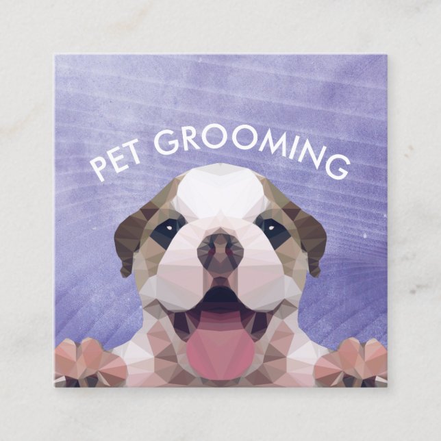Low Poly Dog Pet Care Grooming Bathing Appointment Card (Front)