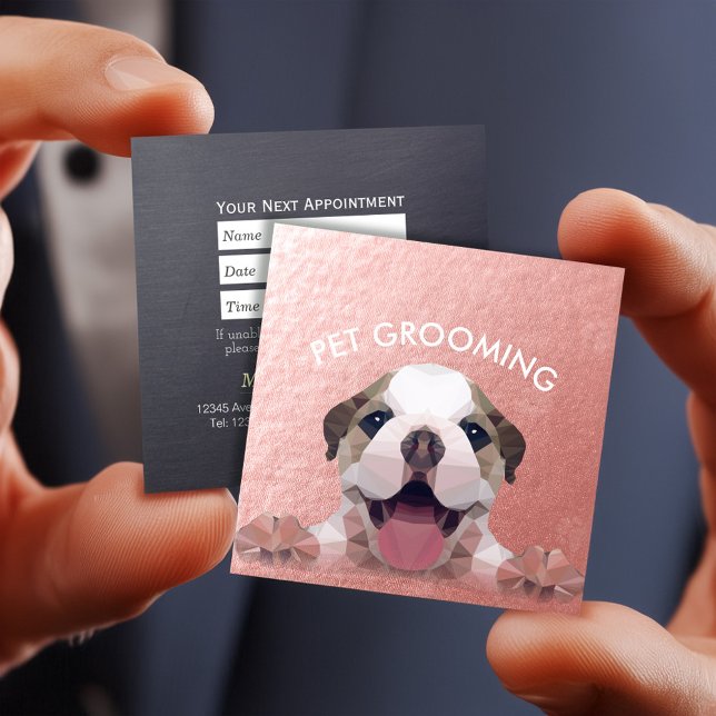 Low Poly Dog Pet Care Grooming Bathing Food Salon Appointment Card (Creator Uploaded)