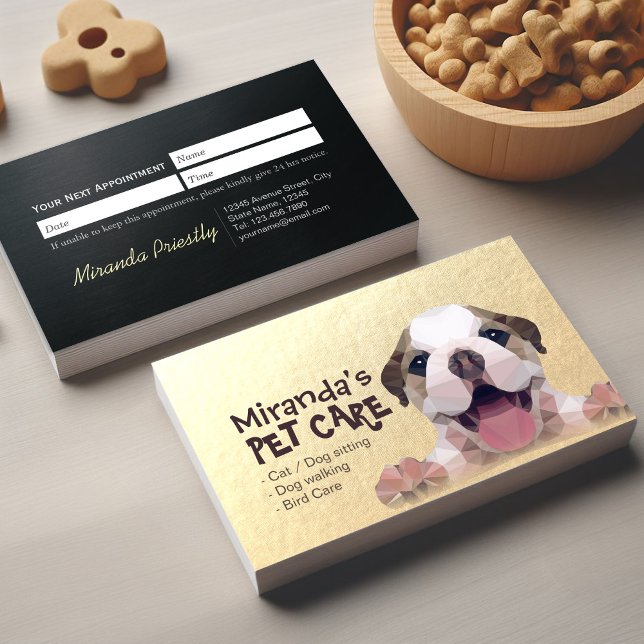 Low Poly Dog Pet Care Grooming Bathing Food Salon Appointment Card (Creator Uploaded)