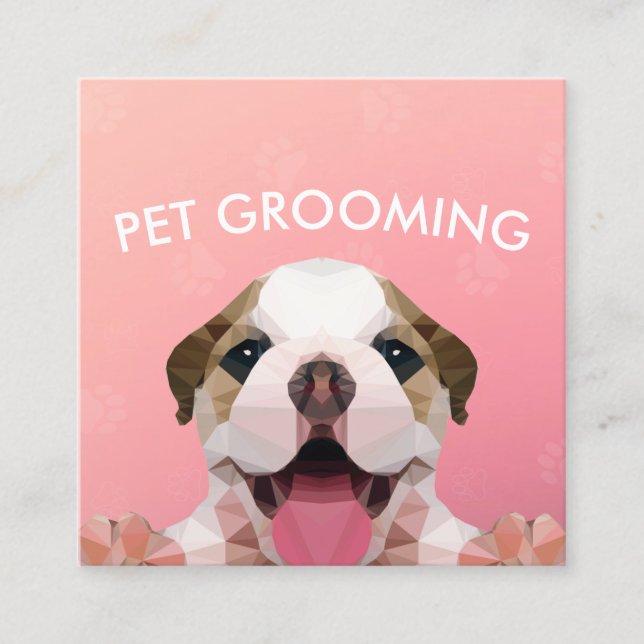 Low Poly Dog Pet Care Grooming Bathing Food Salon Appointment Card (Front)
