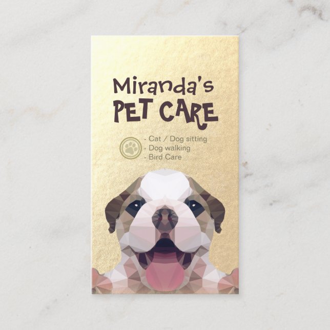 Low Poly Dog Pet Care Grooming Bathing Food Salon Appointment Card (Front)