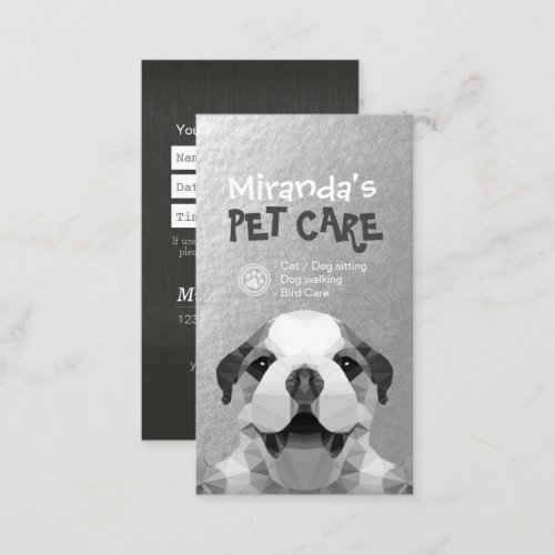 Low Poly Dog Pet Care Grooming Bathing Food Salon  Appointment Card
