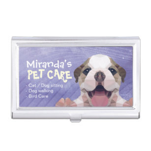 Low Poly Dog Pet Care Grooming Bathing Food Salon  Business Card Case