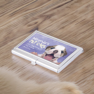 Low Poly Dog Pet Care Grooming Bathing Food Salon Business Card Case