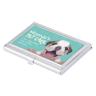 Low Poly Dog Pet Care Grooming Bathing Food Salon Business Card Case