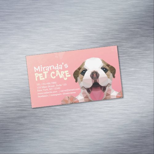 Low Poly Dog Pet Care Grooming Bathing Food Salon Business Card Magnet