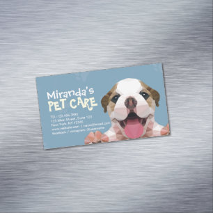 Low Poly Dog Pet Care Grooming Bathing Food Salon Business Card Magnet