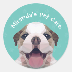 Low Poly Dog Pet Care Grooming Bathing Food Salon Classic Round Sticker